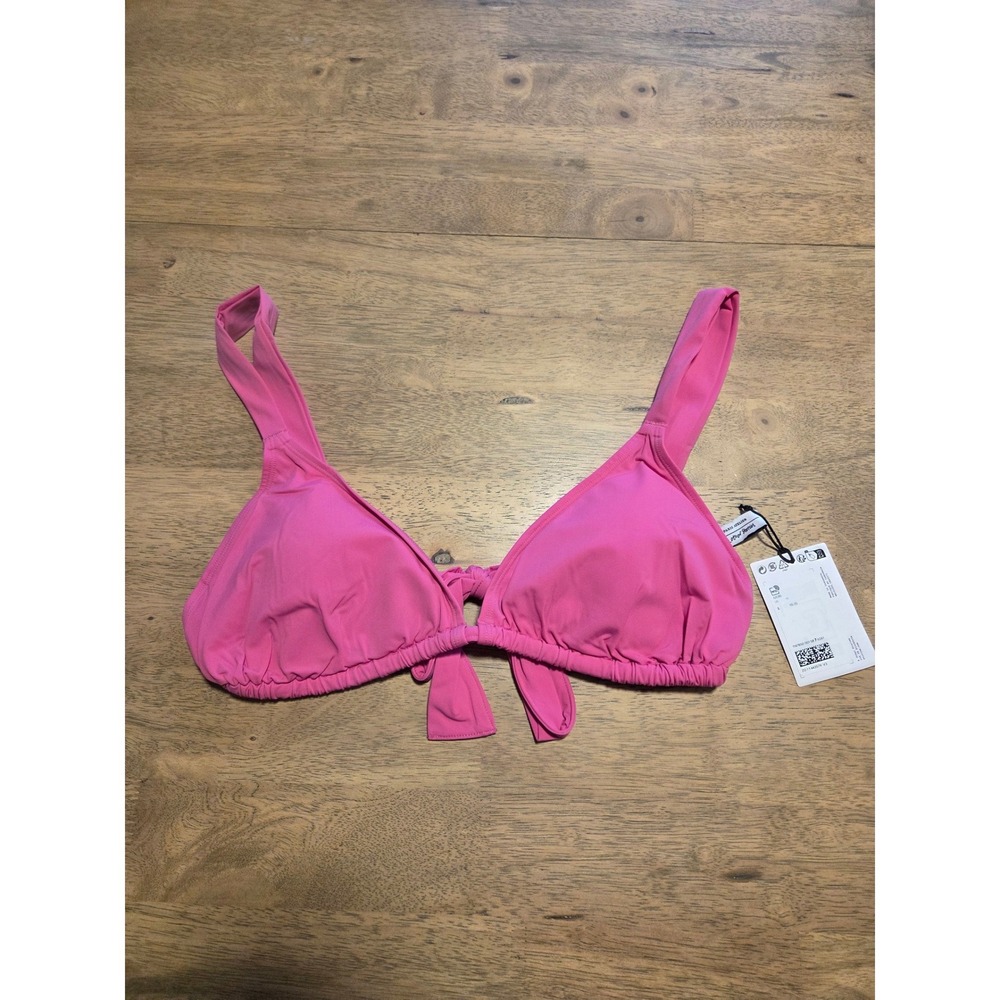 & Other Stories Paris Atelier Hot Pink Front Tie Triangle Bikini Top Size 10 NEW